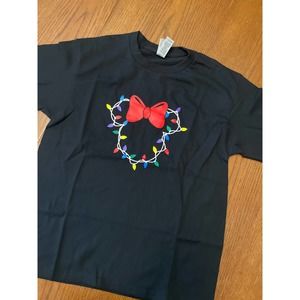 Custom Disney Shirt Minnie Mouse with Christmas Lights Kids M